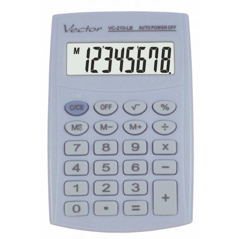 Kalkulator Vector kieszonkowy VC-210-LB 8-pozycyjny, Niebieski